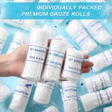 12 Rolls Elastic PBT Bandage, Breathable Stretchable Sports Tape, White Mummy Decoration Bandage For Halloween & Gym Use - White - View 3