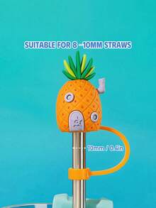 SpongeBob SquarePants | SHEIN 0.4in / 10mm Cartoon Pattern Dust-Proof Straw Sleeve, Suitable For 8-10mm Straws - Multicolor - View 5