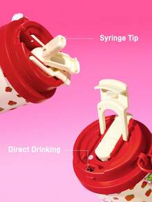 Strawberry Shortcake X SHEIN 500ml /16 Oz 真空保溫不鏽鋼杯，1個防漏蓋，適用熱飲/冷飲，適用於大多數杯架，禮物首選，派對、節日、情人節 - 紅色 - 查看 3