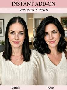 2Pcs/Set Short Straight Clip In Human Hair Extensions,6-10 Inch Nature Black Real Human Hair Clip On Hair Pieces For Women, Add Instant Hair Volume Increase Hair Thickness - S1B - View 6