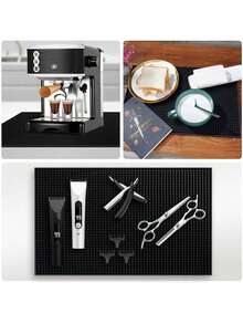Thick Durable Black Rubber Countertop Bar Mat, Non‑Toxic, Anti‑Slip & Spill‑Resistant. Works For Coffee Machines, Home Bars, Restaurants, Kitchens And Hair Salons. Also Serves As Dish Drying Mat, Ideal For Bartenders And Various Countertop Use. - Black - View 5