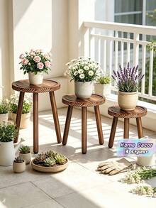 1pc Indoor Wooden Plant Support Stand, Suitable For 6-11 Inch (Approx. 15.2-28cm) Flower Pots Single Plant Support, Mid-Century Modern Style Plant Stool, Suitable For Large Plants, Perfect For Living Room, Balcony, Office - flower stand - View 1