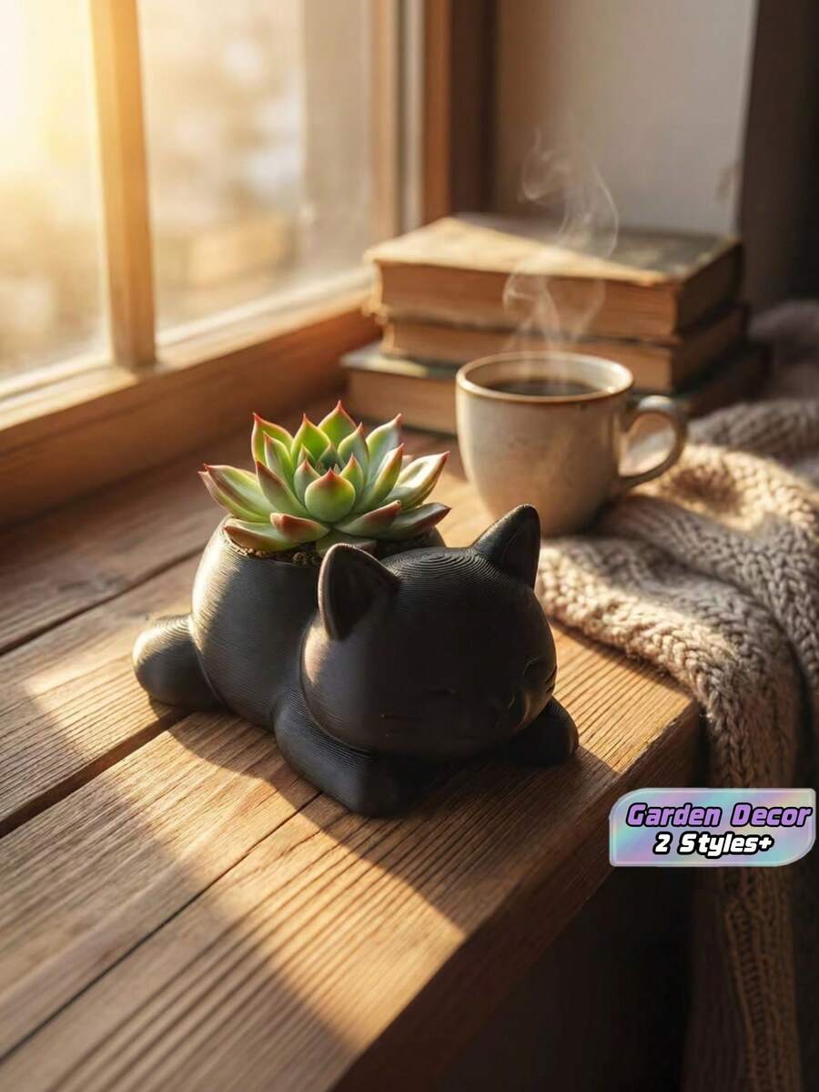 1Piece Mini Cat Shape Flower Pot Creative Succulent Cactus Planter For Indoor Balcony Garden Decor High Quality Trending Now - multicolor - View 1