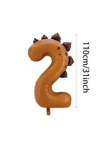 1 Piece Dinosaur-Shaped Foil Balloon, Suitable For Birthday Party Decorations, Dinosaur-Themed Photo Props, And Jungle-Themed Party Decorations. - coffee color - View 8