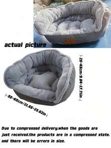 1pc Capacity Soft Round Dog Bed With Plush Cover, Non-Slip Bottom, Machine Washable Polyester Fiber, Suitable For Small To Large Dogs, Enhances Home Comfort - Multicolor - View 9