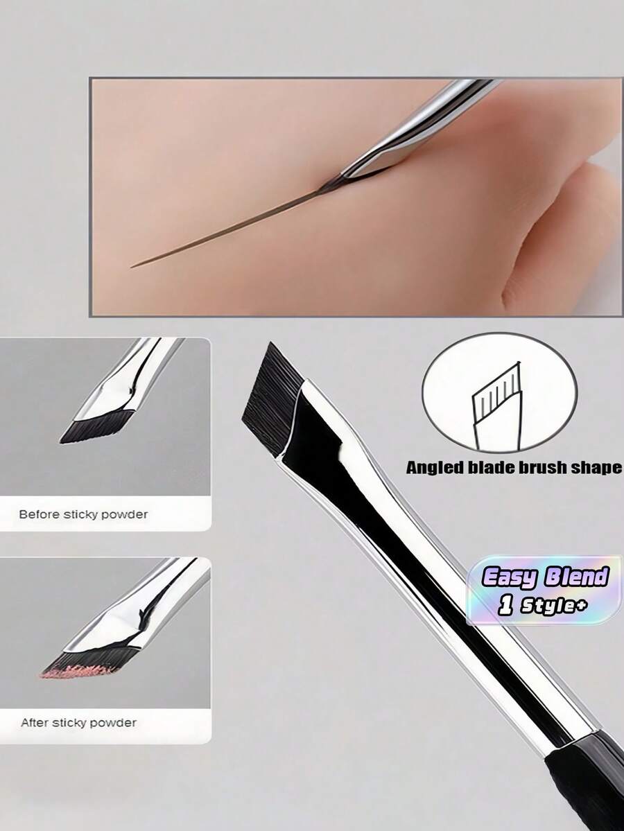 Eye Makeup Brush Smooth Texture Ideal Delicate Effortless Eyebrow Eyeliner Tear Trough Smile Lines Black Ultra Fine Sickle Shaped Pro - Black and White - View 1