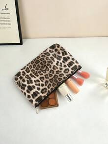 Bolsa organizadora portátil de gran capacidad con estampado de leopardo, estuche para lápices y almacenamiento - Multicolor - Ver 6