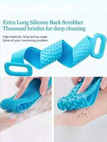 Silicone Body Exfoliating Brush Shower Brush Long Strap Handle Back Exfoliating Dirt Removal Bathroom Travel Essential Soft Gentle Deep Clean Massage Non Slip Quick Dry Portable One Piece - Multicolor - View 2