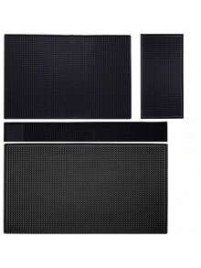 Thick Durable Black Rubber Countertop Bar Mat, Non‑Toxic, Anti‑Slip & Spill‑Resistant. Works For Coffee Machines, Home Bars, Restaurants, Kitchens And Hair Salons. Also Serves As Dish Drying Mat, Ideal For Bartenders And Various Countertop Use. - Black - View 3