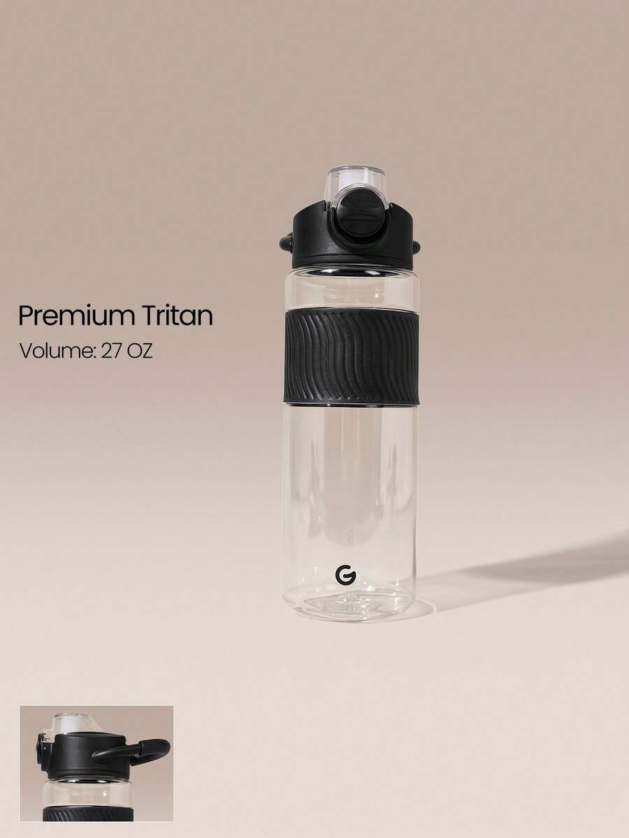 GLOWMODE 27oz Tritan 水壺,附手提把手與一鍵式瓶蓋,適合健身房、健身工作室、工作、旅行、登山、日常活動與休閒使用 - 黑色 - 查看 1