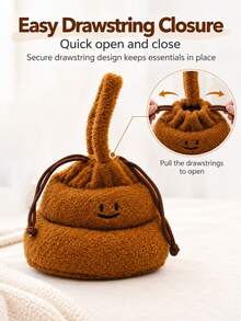Joivida 1 Buah/2 Buah Tas Serut Wanita Lucu Berbahan Plush, Sempurna untuk Menyimpan Hadiah dan Sebagai Tas Selempang. - A - View 7