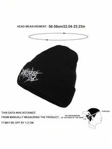Dealstrict 1 Or 2 Pcs Casual Gothic Embroidered Knit Beanie For Men, Street Style Ski Cap For Women, Warm Multi-Purpose Cold Weather Hat, Loose Fit - Multicolor - View 7