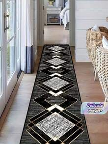1pc Long Rug, Made Of Crystal Velvet Material, Suitable For Hallway, Bedroom, Kitchen, And Bathroom Multi-Area Decorative Mat - 1PC - View 1