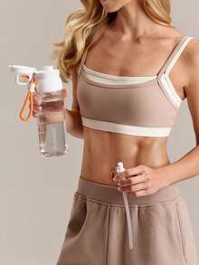 GLOWMODE 24oz Tritan 3-Way Drinking Water Bottle With Measurement Lines & Carry Strap Gym Fitness Studio Work Travel Hiking Daily Active Casual - White - View 6