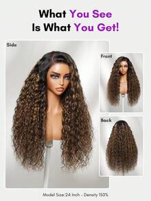 ALL READY WIG 7x5 Bye Bye Slip 蕾絲封口假髮，漸層棕色挑染水波紋，附隱形抽繩，透氣、預造型、預剪裁、預漂白、預拔髮，免膠水即戴，適合所有頭圍，100% 真人髮，可染髮，適合初學者 - SNATURAL/30 - 查看 5