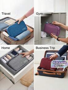 Portable Hanging Travel Underwear Storage Bag, Foldable Zipper Durable Space‑Saving Pouch, Organizer For Bra, Socks & Underwear For Travel & Home Use - Multicolor - View 1