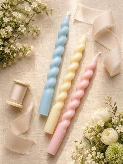Cirelle 1pc Aesthetic Twisted Spiral Taper Candle, Swirl Dinner Stick Candle For Home Decor, Decorative Spiral Candle For Birthday, Wedding & Table Centerpiece