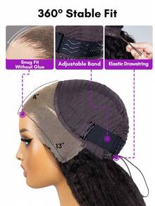 ALL READY WIG Kinky Straight 真人髮假髮 自然黑 13x4 蕾絲 無膠 18-26 英吋 180% 密度 Kinky Straight 自然外觀 漂白髮結 預拔髮際線 豐盈蓬鬆 自然髮際線 即戴即走 女款 - SNatural - 查看 9