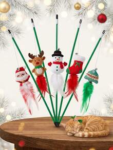 PETSIN 1 PC Christmas Cat Teaser With Small Decoration Cat Toy - Multicolor - View 3