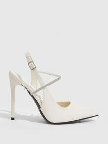 CUCCOO SZL Pointed Stiletto, Beige Back Lift With Rhinestone Strip, Women's High Heels, Fashionable, Elegant And Sexy, Suitable For Parties, Banquets, Parties, N - Beige 12 #. - View 2