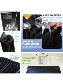 Thick Durable Black Rubber Countertop Bar Mat, Non‑Toxic, Anti‑Slip & Spill‑Resistant. Works For Coffee Machines, Home Bars, Restaurants, Kitchens And Hair Salons. Also Serves As Dish Drying Mat, Ideal For Bartenders And Various Countertop Use. - Black - View 4