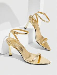 CUCCOO SZL Women's Adjustable Simple High-Heeled Sandals, Suitable For Daily Casual Wear, Spring Break, Easter, Prom - Gold - View 4