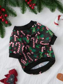 PETSIN Artist 1pc Christmas Candy Pattern Cute Printed Black Pet Sweatshirt Without Hat For Cats And Dogs - Multicolor - View 6