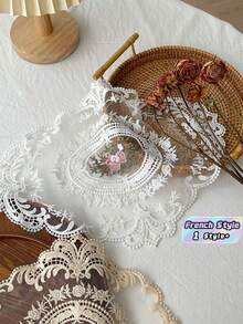 1PC Vintage Inspired French Lace Doily Handcrafted Embroidered Nylon Table Mat Placemat Heat Resistant Anti Scald Water Repellent For Dining Room Restaurant Cafe Home Decor - Multicolor - View 1