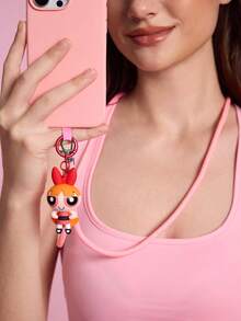 THE POWERPUFF GIRLS X SHEIN Gantungan Ponsel Boneka Kartun Lucu - Merah - View 2