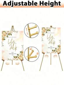 1 Piece Folding Tripod Display Stand, Adjustable Metal Gold Artistic Holder, Suitable For Wedding Banners, Stickers, Paintings, Advertising Displays For Ceremonies And Birthday Signage Decorations - Multicolor - View 6