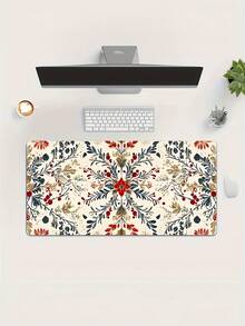 Large Christmas Mouse Pad With Non-Slip Rubber Base, Festive Pinecone Holly Berry Snowflake Design, Durable Extended Desktop Mat For Home And Office, Holiday Xmas Desk Decor, Smooth Surface Computer Pad Gift - Christmas - View 3