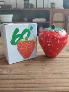 Cute Strawberry Shape Mechanical Kitchen Timer, 60 Minutes Manual Rotating Countdown Timer, Cartoon Fruit Timer For Cooking Baking Study Time Management Home Decor - Red - View 2