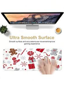 Christmas Cartoon Mouse Pad For Office And Home, Large Laptop Desk Mat With Non-Slip Rubber Base, Festive Holiday Decor Gaming Mouse Pad, Cute Xmas Computer Accessory, Smooth Surface Desk Protector Gift - Christmas - View 4