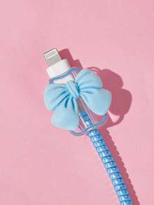 THE POWERPUFF GIRLS X SHEIN Pelindung Kabel Data, Cocok untuk Charger , Set 4 Buah Pelindung Kabel Ponsel, Pelindung Charger (Tidak Termasuk Kabel Data) - Biru - View 9