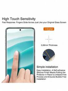 1片高畫質曲面鋼化玻璃手機螢幕保護貼，適用於 Redmi Note 15 Pro+Pro 5G 14 13/Color X9A X9B X9C Magic 5/6/7 Lite，9H 防爆耐刮，支持指紋辨識 - 無色 - 查看 7