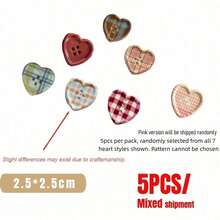 Joivida 5Pcs Aesthetic Vintage Plaid Heart Buttons, Mixed Shapes Large Buttons, DIY Craft Accessories For Journal Decoration - Multicolor - View 15