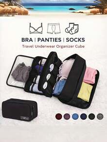 Portable Hanging Travel Underwear Storage Bag, Foldable Zipper Durable Space‑Saving Pouch, Organizer For Bra, Socks & Underwear For Travel & Home Use - Multicolor - View 7
