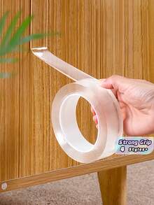 Pita Perekat Dua Sisi Serbaguna Bening, Perekat Elastis Kuat, Pita Karet Mudah Ditempel, Stiker Dinding Vinyl, Dekorasi Rumah, Penyegaran Musim Semi, Kamar Rama, Perlengkapan Sekolah. - Clear - View 1