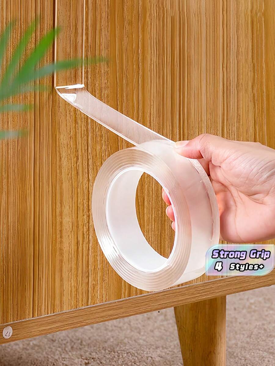 Pita Perekat Dua Sisi Serbaguna Bening, Perekat Elastis Kuat, Pita Karet Mudah Ditempel, Stiker Dinding Vinyl, Dekorasi Rumah, Penyegaran Musim Semi, Kamar Rama, Perlengkapan Sekolah. - Clear - View 1