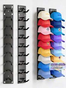 Baseball Cap Storage Rack, Wall-Mounted Hat Holder With Strong Adhesive, Plastic Material, Holds 10 Hats, Hat Display Rack For Door And Cabinet, Multi-Layer Installation Options, Student Supplies, Halloween, Christmas And Other Holiday Gifts - View 1
