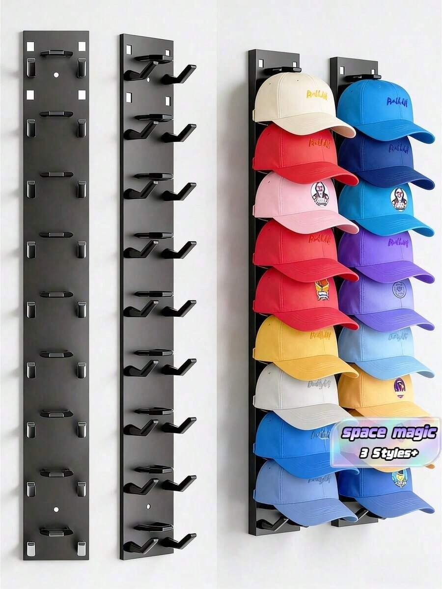 Baseball Cap Storage Rack, Wall-Mounted Hat Holder With Strong Adhesive, Plastic Material, Holds 10 Hats, Hat Display Rack For Door And Cabinet, Multi-Layer Installation Options, Student Supplies, Halloween, Christmas And Other Holiday Gifts - View 1
