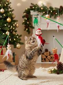 PETSIN 1 PC Christmas Cat Teaser With Small Decoration Cat Toy - Multicolor - View 2