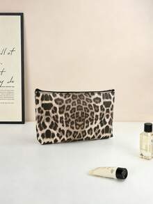 Bolsa organizadora portátil de gran capacidad con estampado de leopardo, estuche para lápices y almacenamiento - Multicolor - Ver 2