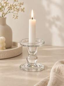 Cirelle Vintage Glass Taper Candle Holders, Pillar & Taper 2-In-1 Candlestick Holder Set, Clear Amber Glass Candle Stand For Wedding Centerpiece, Dinner Table, Mantel Decor, Romantic Home Decoration, Housewarming Gift - multicolor - View 7