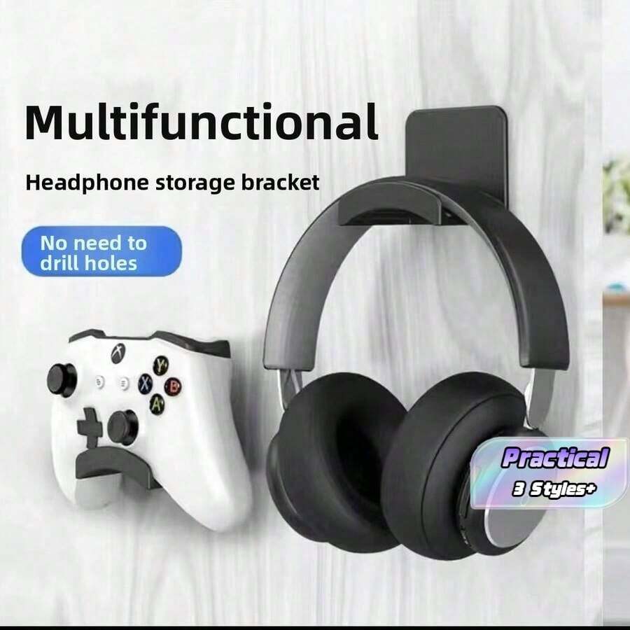 Wall-Mounted Headphone Holder With Innovative Design And Easy Installation - Modern Design Without Drilling, Suitable For Games And Office, With A Practical Hook - Multicolor - View 1