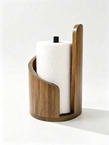 1 Piece Black Walnut Wood Standing Paper Roll Holder, Tissue Holder, Natural Mango Wood Top | Suitable For Extra-Large Rolls Of Tissue Paper, Comes With Wooden Circular Base | Wooden Tissue Holder For Kitchen, Dining Table, And Home Decoration - View 10