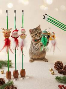 PETSIN 1 PC Christmas Cat Teaser With Small Decoration Cat Toy - Multicolor - View 4