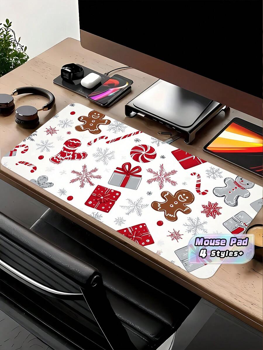 Christmas Cartoon Mouse Pad For Office And Home, Large Laptop Desk Mat With Non-Slip Rubber Base, Festive Holiday Decor Gaming Mouse Pad, Cute Xmas Computer Accessory, Smooth Surface Desk Protector Gift - Christmas - View 1