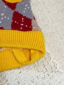 PETSIN Vintage Argyle Pet Sweater, Diamond Plaid Knit Pullover, Winter Warm Clothes For Small Puppy Kitten - Red - View 11