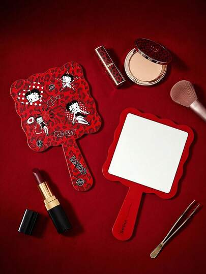 Betty Boop X POKOJA LAND 1 pieza Espejo de mano de dibujos animados, diseño cuadrado portátil con asa, reflexión de alta definición, perfecto para retoques de maquillaje, baño, tocador, dormitorio, viajes, un regalo divertido de cumpleaños o Navidad para mujeres, niñas, familia y amigos